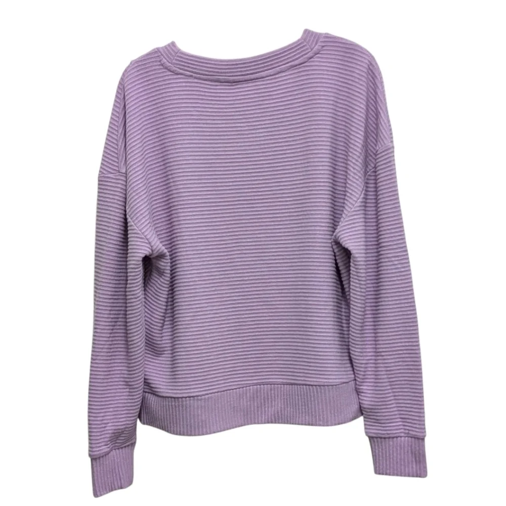 Simply Vera Wang Purple Ribbed Drawcord Pullover Athleisure Sweatshirt